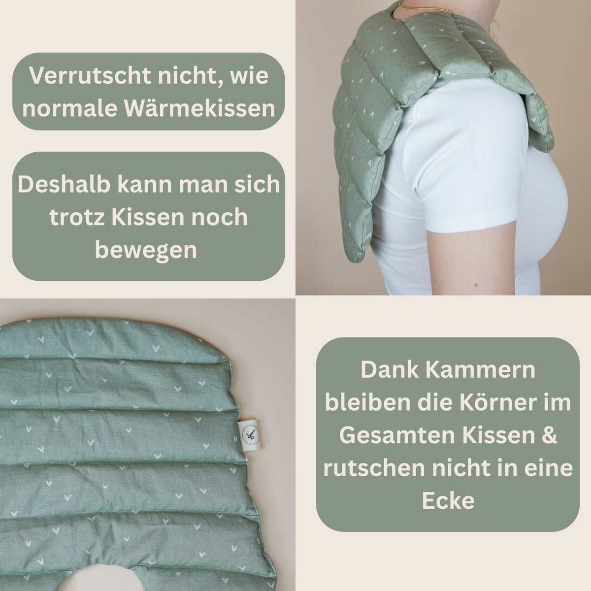 Nøgne puder fyldt med organisk stavet - Heart Matcha