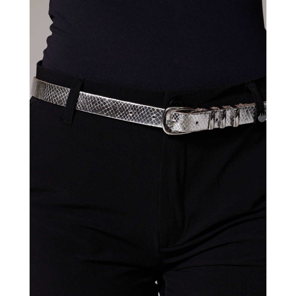 MIRA | Embossed Leather Belt with Triple-Ring Buckle
