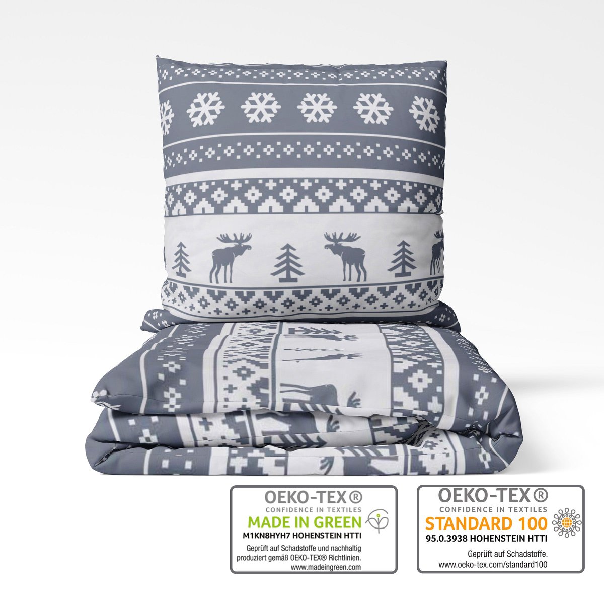 Beaver beddengoedset 135x200cm Kerstmis in grijswit