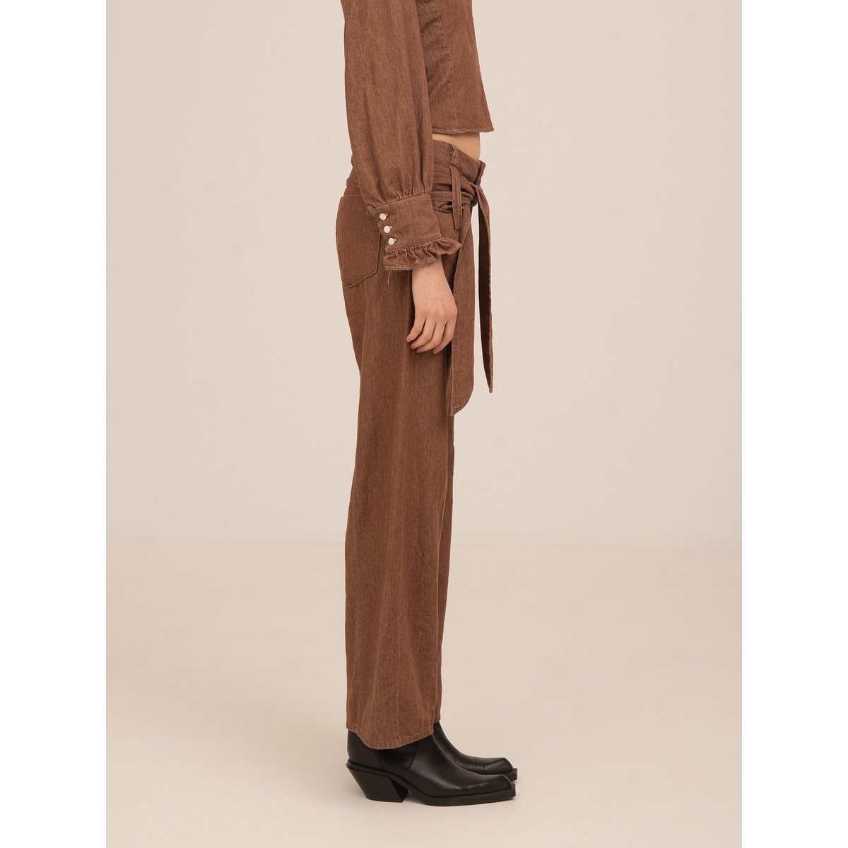District bruine denim broek