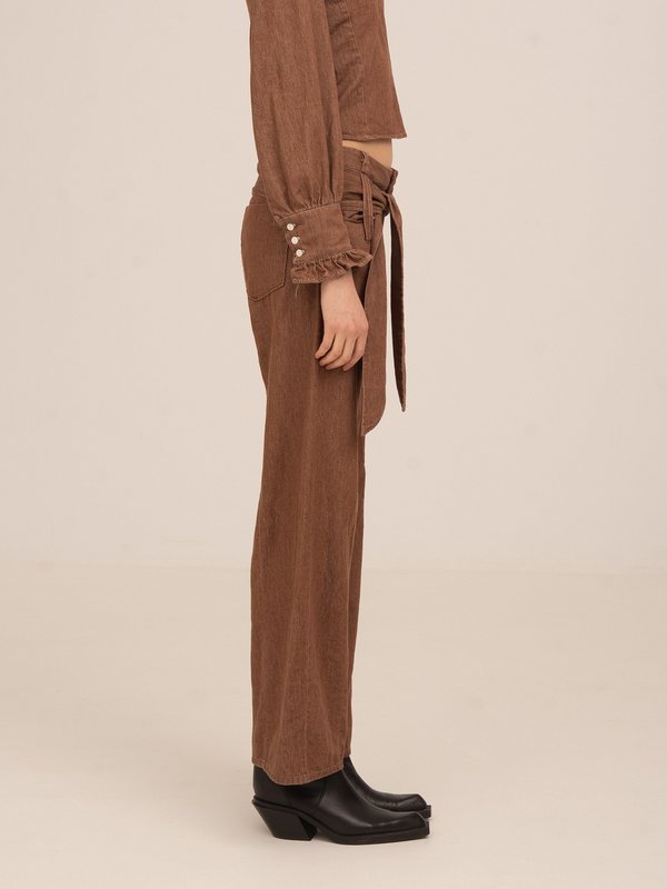 District bruine denim broek