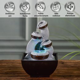 Indoor Fountain - Kara - Cascading Flow - Colorful Led Light - Decoration Gift Idea - Small Model