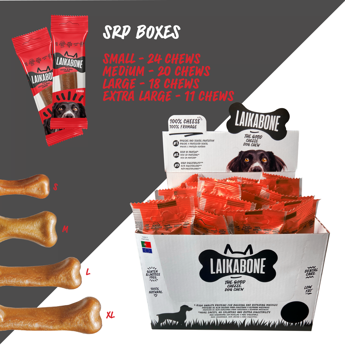 Laikabone Dog Dental Chew - Cheese & Beef (Box)