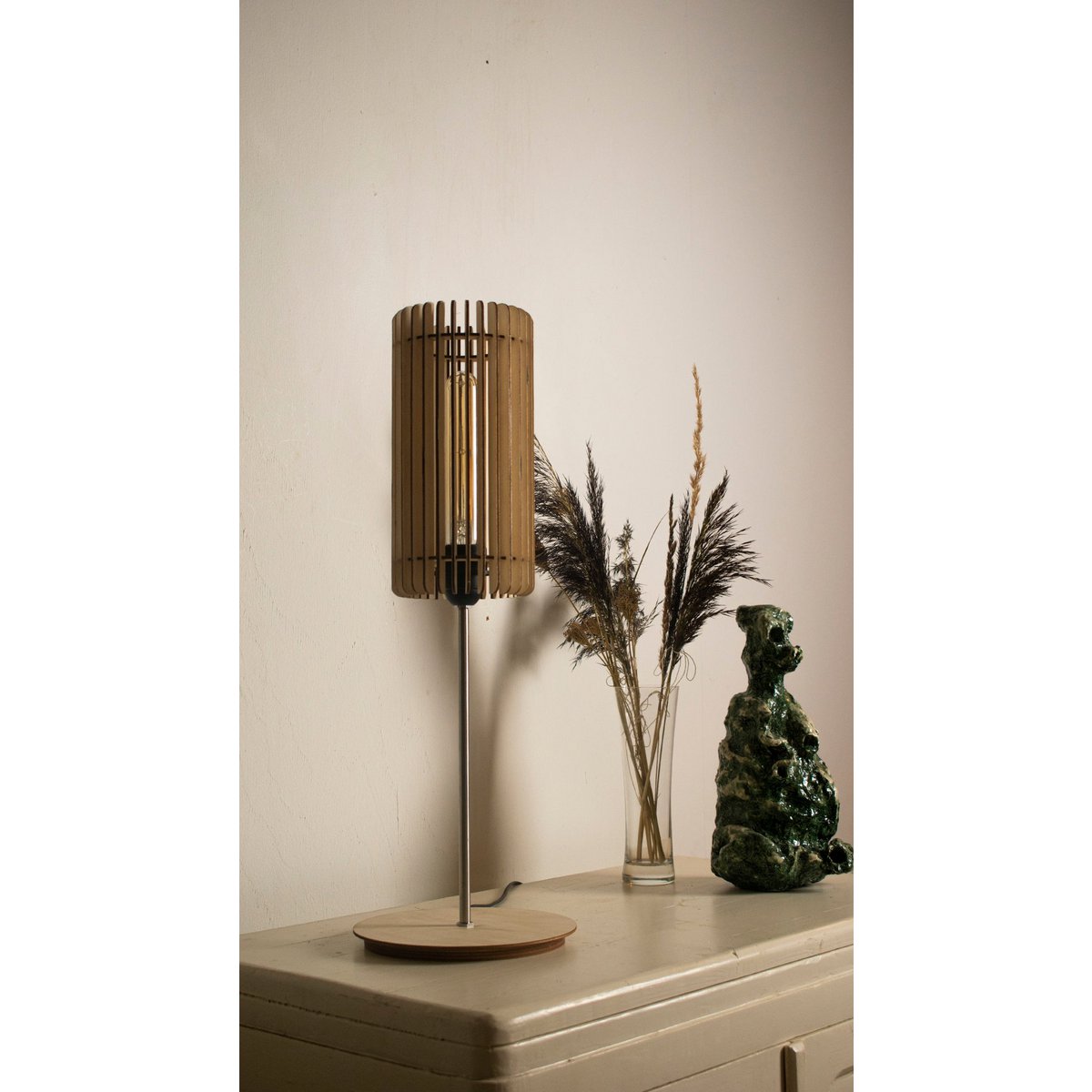 Lámpara de noche Tubo - Madera natural