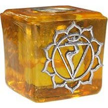 CUBE DE VERRE BOUGIE JAUNE-PLEXUS SOLAIRE
