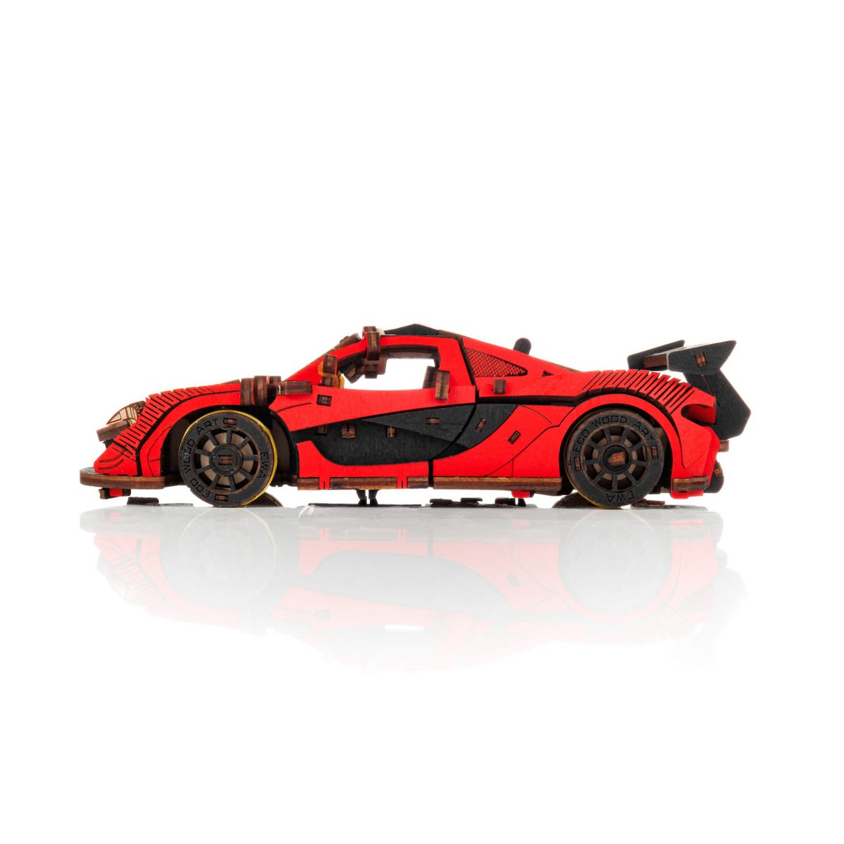 Eco Wood Art (EWA) DIY 3D Mechanical Model Racing Car Rot, 4073, 21x9,5x 5,7 cm