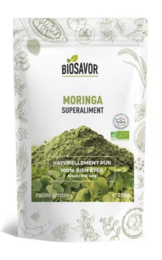 Organic moringa powder supplement, 200g. Contains moringa oleifera leaf powder, a superfood rich in vitamins, minerals, and antioxidants.