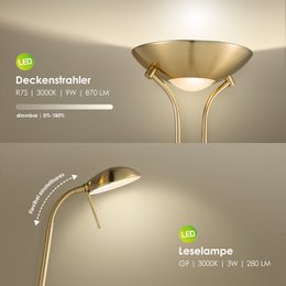 Lampadaire LED Uplight R7s + G9 de Home Sweet Home - Or Classique/Bronze