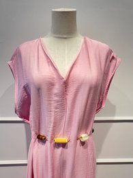 Lang Jumpsuit-kjole med perlebælte - VISCOSE - 8800