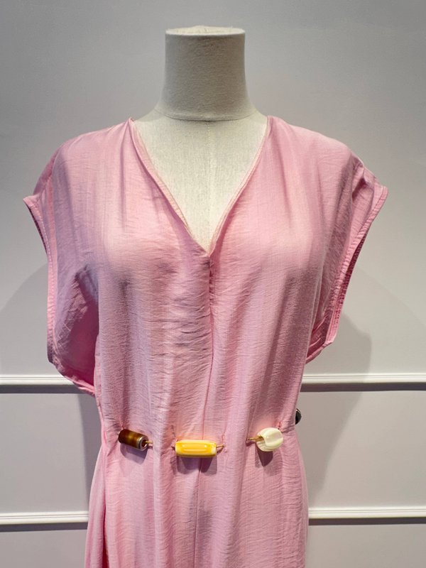 Lang Jumpsuit-kjole med perlebælte - VISCOSE - 8800