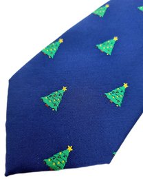 Tie - Blue with xmas trees