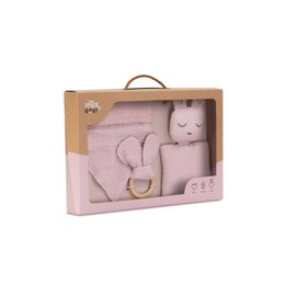 ENSEMBLE DOUDOU + BANDANA + ANNEAU DE DENTITION - MOD. OSO - ROSE FONCÉ