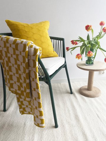 Edith Light Olive Jacquard Throw – Soft Brushed Cotton