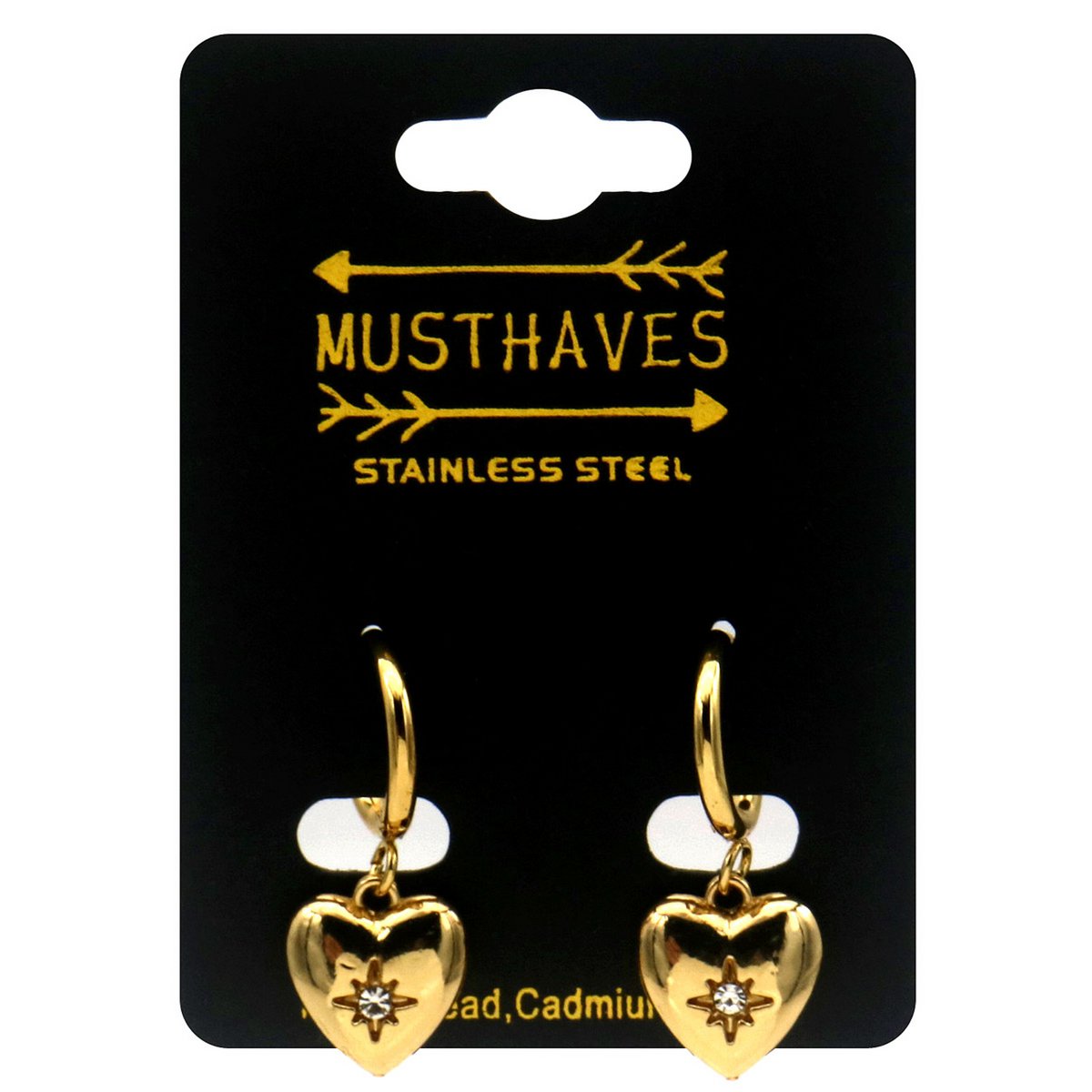 B-E4.5 E2612-206G S. Steel Earrings Heart 3x1.2cm