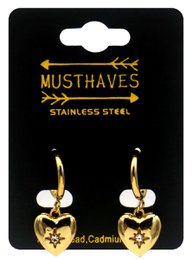 B-E4.5 E2612-206G S. Steel Earrings Heart 3x1.2cm