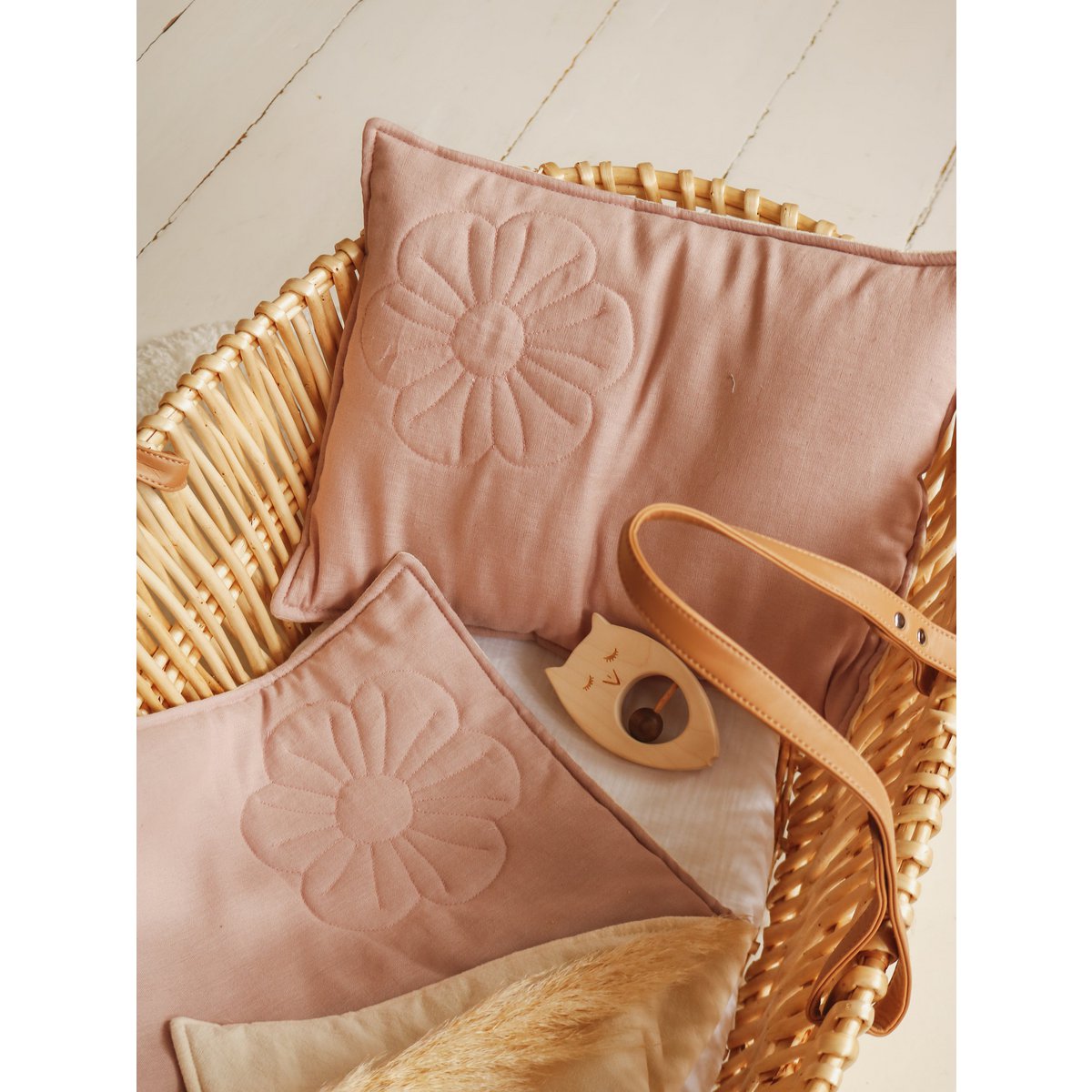 Linen bloom child cover set "Powder pink"