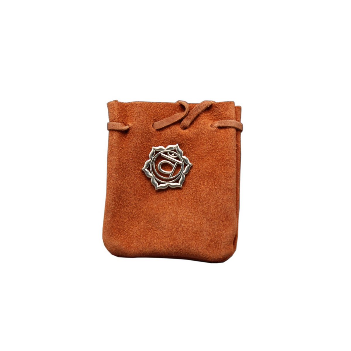 Suede Pouch-Orange with Chakra Symbol 3.25x2.75"
