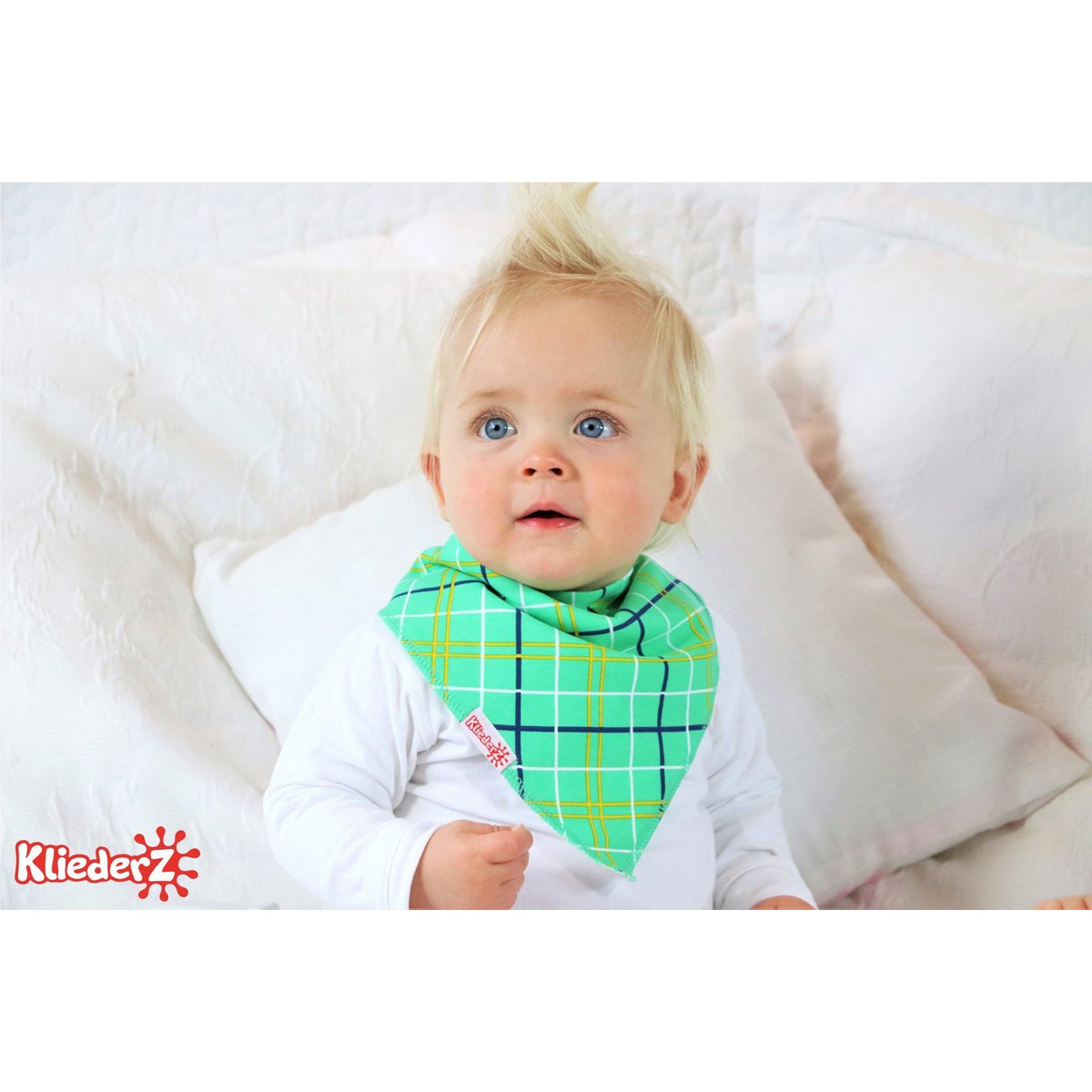 Spiczasty śliniaczek Tartan Green - śliniaczek niemowlęcy