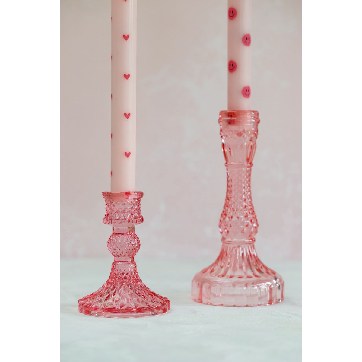 Led Pillar Candle Hearts Pink RC - Set di 2