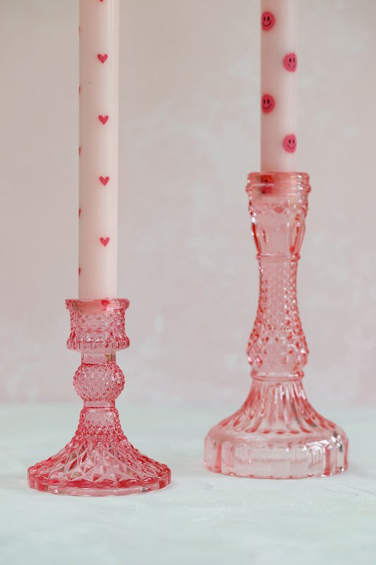 Led Pillar Candle Hearts Pink RC - Set di 2
