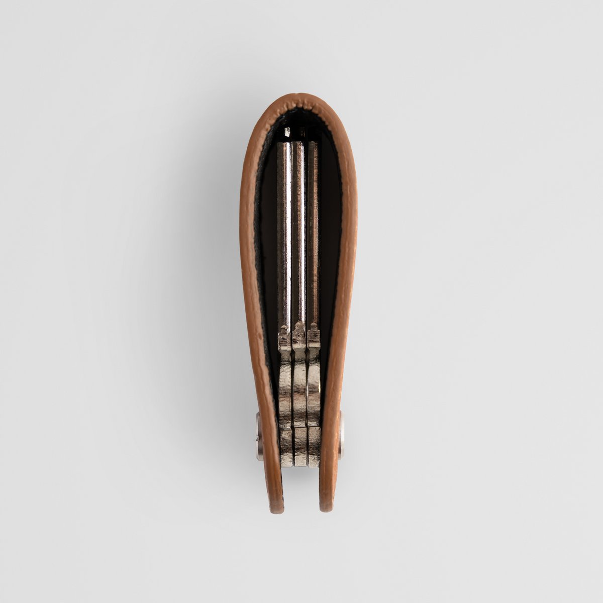 Minimalistische bruine lederen sleutelorganizer