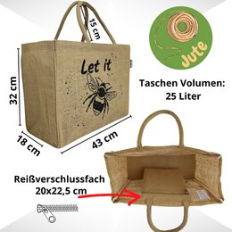 Domelo jute bag shopping bag. Jute shopper bag. Large water-repellent shopping basket/beach bag. Bathing bag XXL/shopping bag gifts for women.