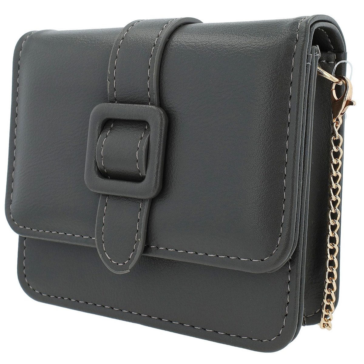 Mini sac avec miroir, simili cuir, gris foncé