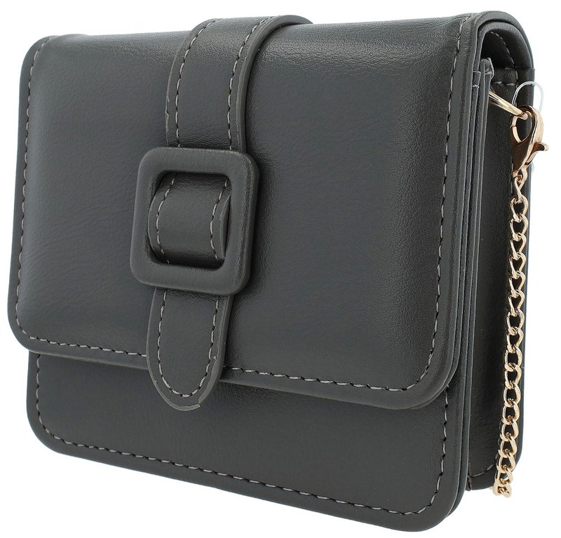 Mini-Tasche mit Spiegel, Lederimitat, dunkelgrau