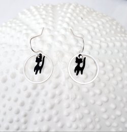 Øreringe - Minimalisme - Kitty Cat - sølv sort 1