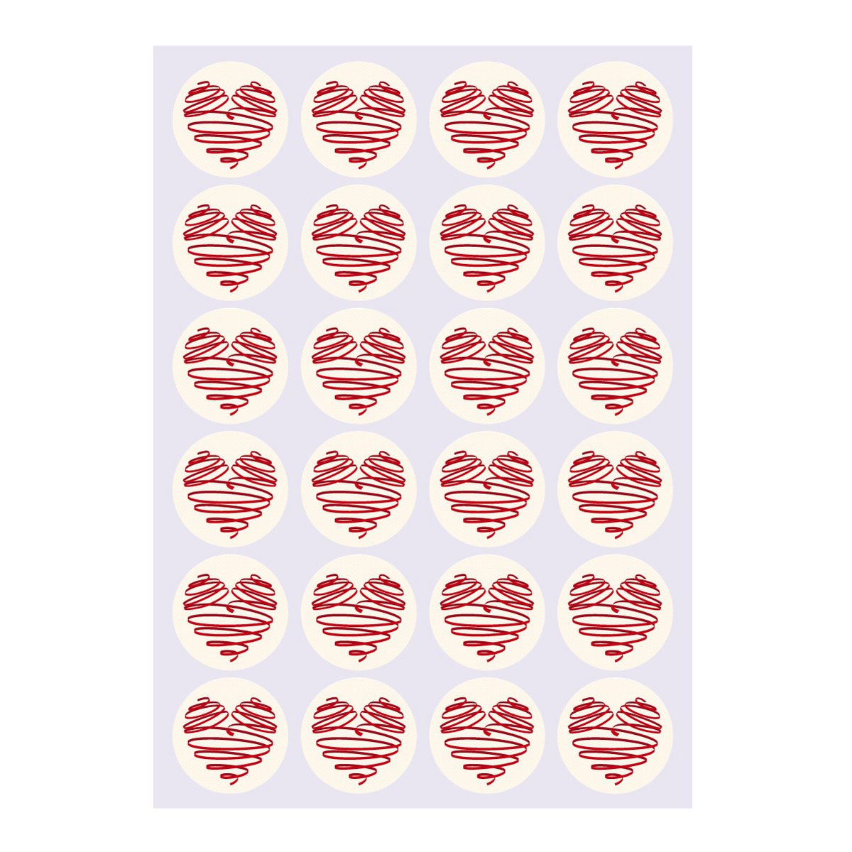 24 romantic heart stickers, MATTE paper stickers (ø 45mm; 1 motif)