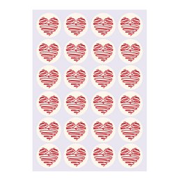 24 romantic heart stickers, MATTE paper stickers (ø 45mm; 1 motif)
