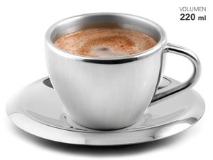 RVS koffiekopje met onderzetter