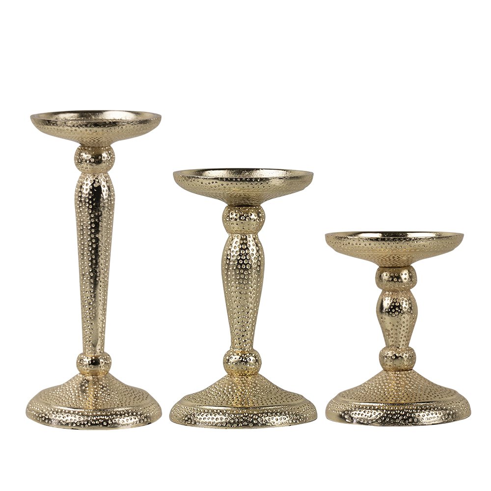 candlestick hammered champagne gold 16.5x10cm