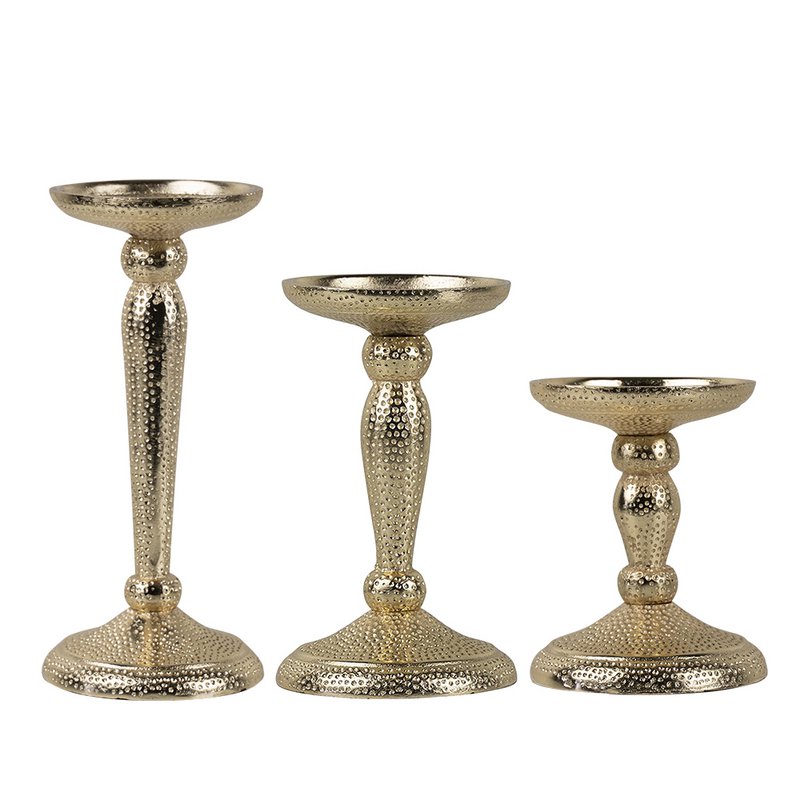 lysestage hamret champagne guld 16,5x10cm