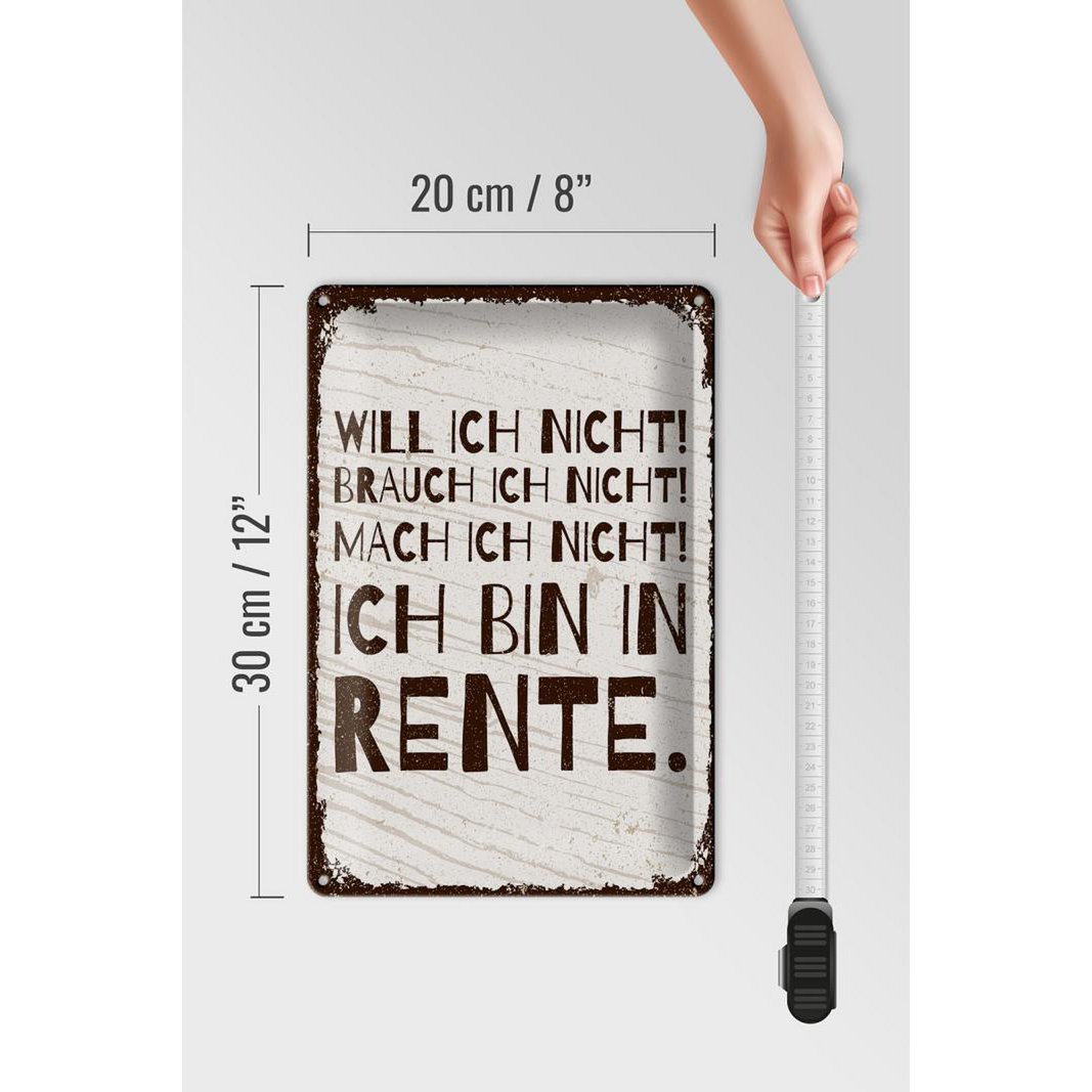Plaque en tôle disant 20x30 cm Je ne le fais pas, je suis à la retraite, plaque décorative