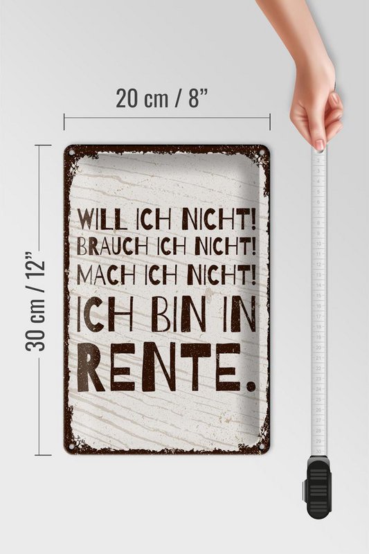 Plaque en tôle disant 20x30 cm Je ne le fais pas, je suis à la retraite, plaque décorative