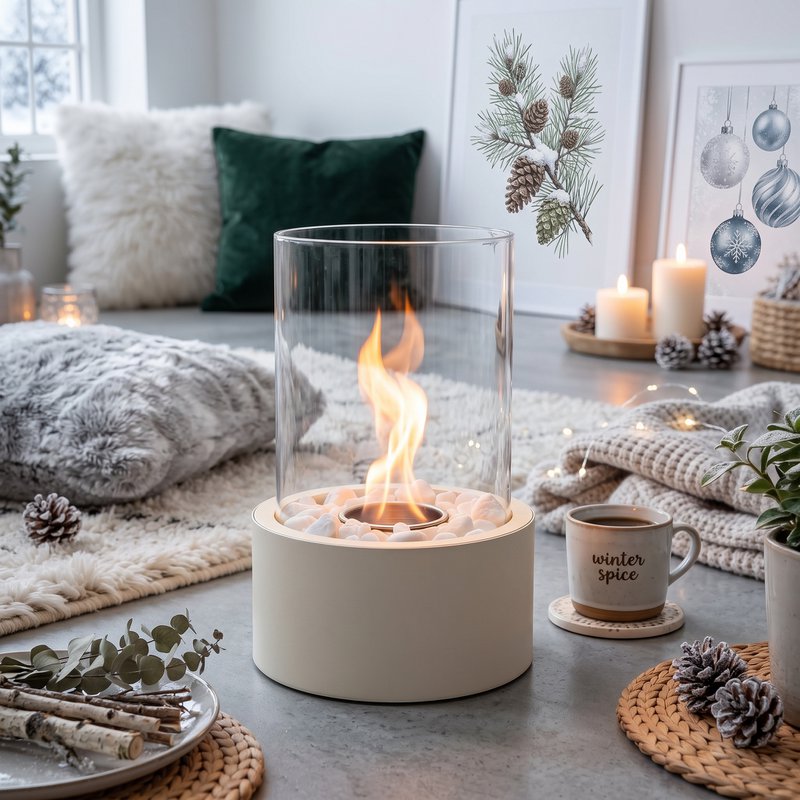 Table Fireplace - Round - Sand - 18x18x26,5cm