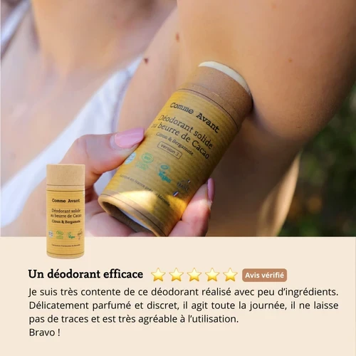 Solid deodorant with cocoa butter