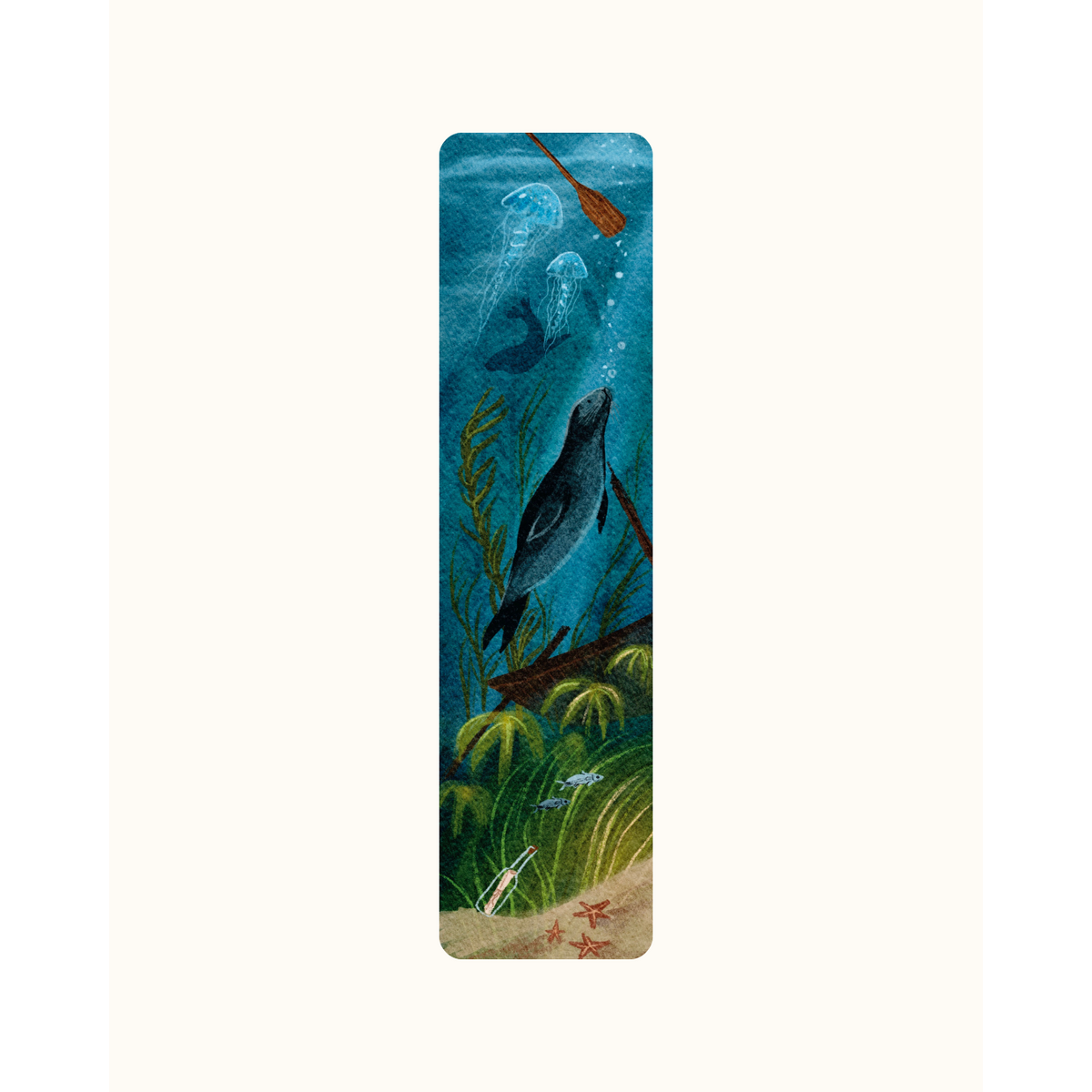 „Unterwasserwelt“ – Illustriertes Lesezeichen | 300 g/m² Tintoretto Gesso