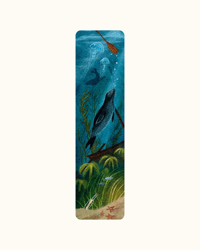 „Unterwasserwelt“ – Illustriertes Lesezeichen | 300 g/m² Tintoretto Gesso