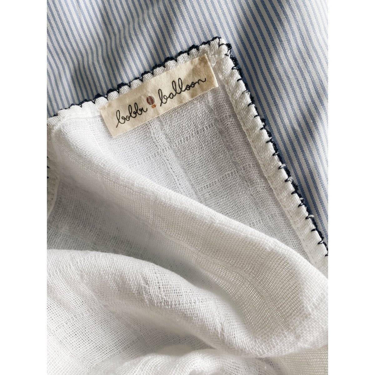Muslin with crochet piping - Navy Blue Piping