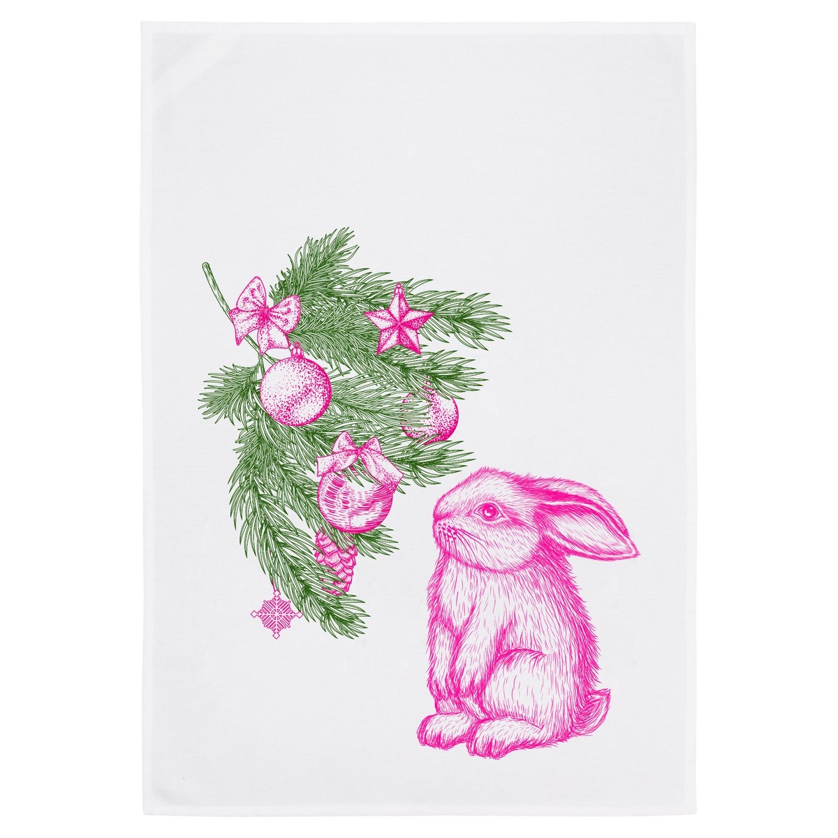 Theedoekwit, hooi kerst, groen en neon roze