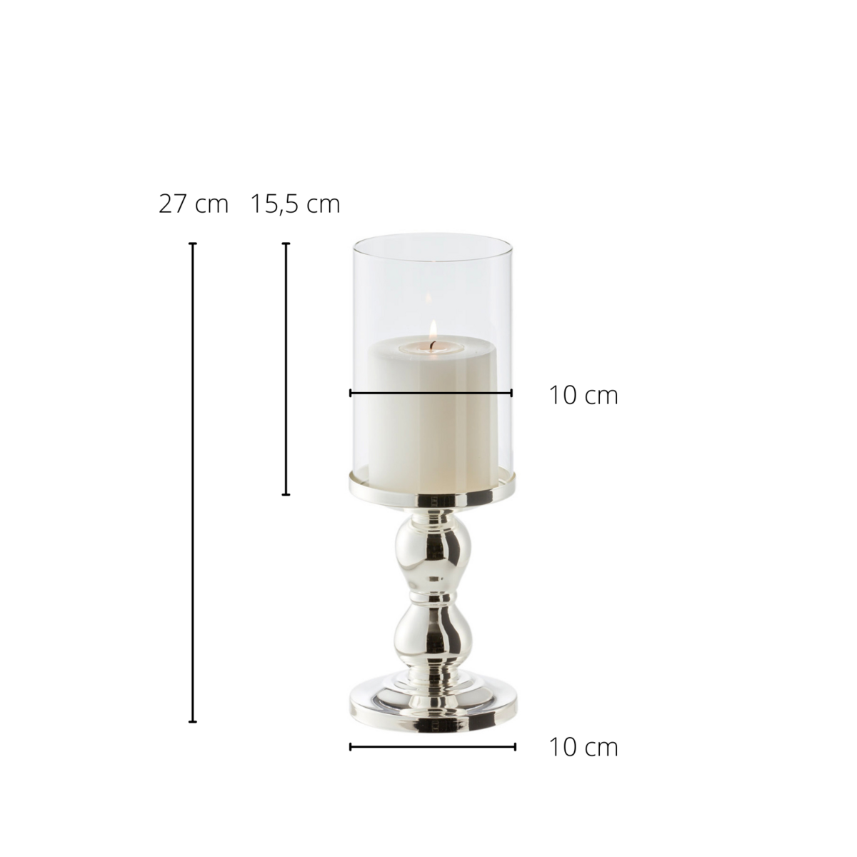 EDZARD lantern Mascha, noble silver-plated, tarnish-proof, height 28 cm, for candles up to diameter 10 cm