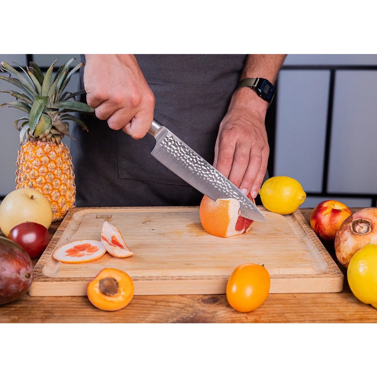 Knife - Gyuto (chef knife) with bamboo Saya and bamboo box - 200 mm blade