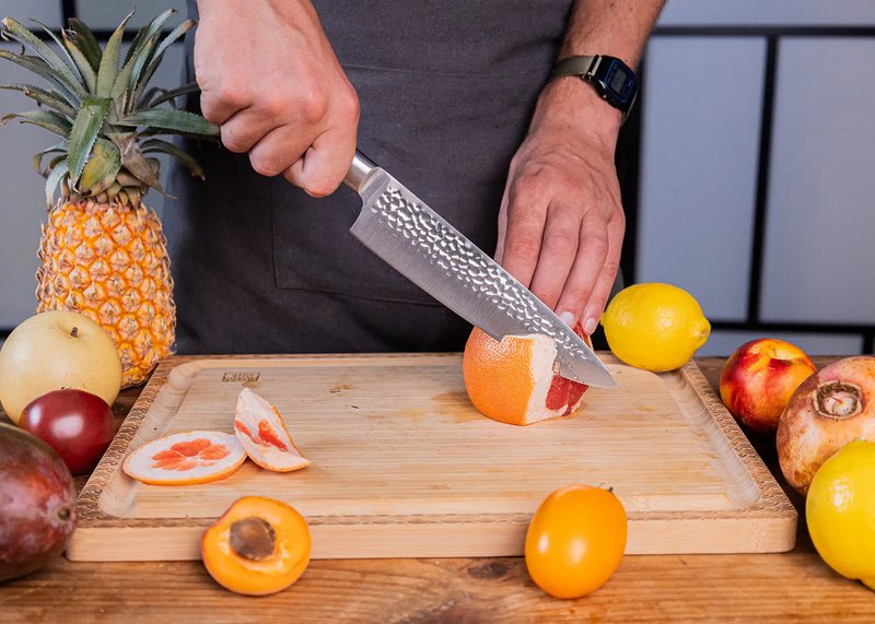 Knife - Gyuto (chef knife) with bamboo Saya and bamboo box - 200 mm blade