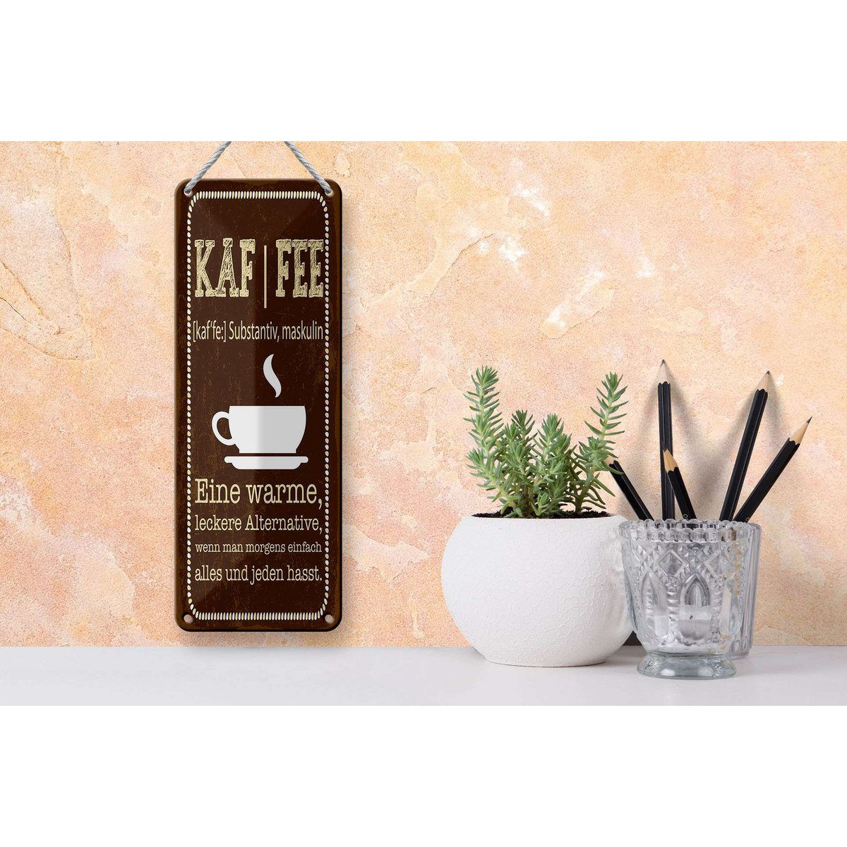 Blechschild Spruch 27x10 cm Definition von KAFFEE Deko Schild