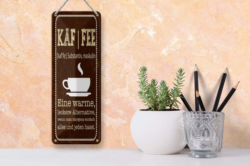 Blechschild Spruch 27x10 cm Definition von KAFFEE Deko Schild