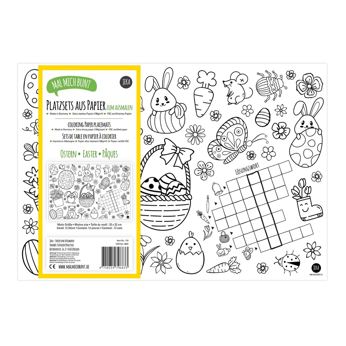 12 placemats to color in with an Easter motif