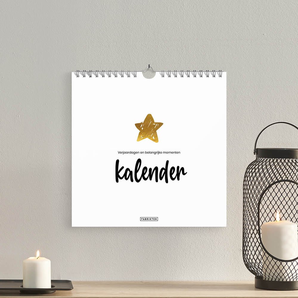Sustainable birthday calendar Star 21x21 cm – Minimalist square calendar