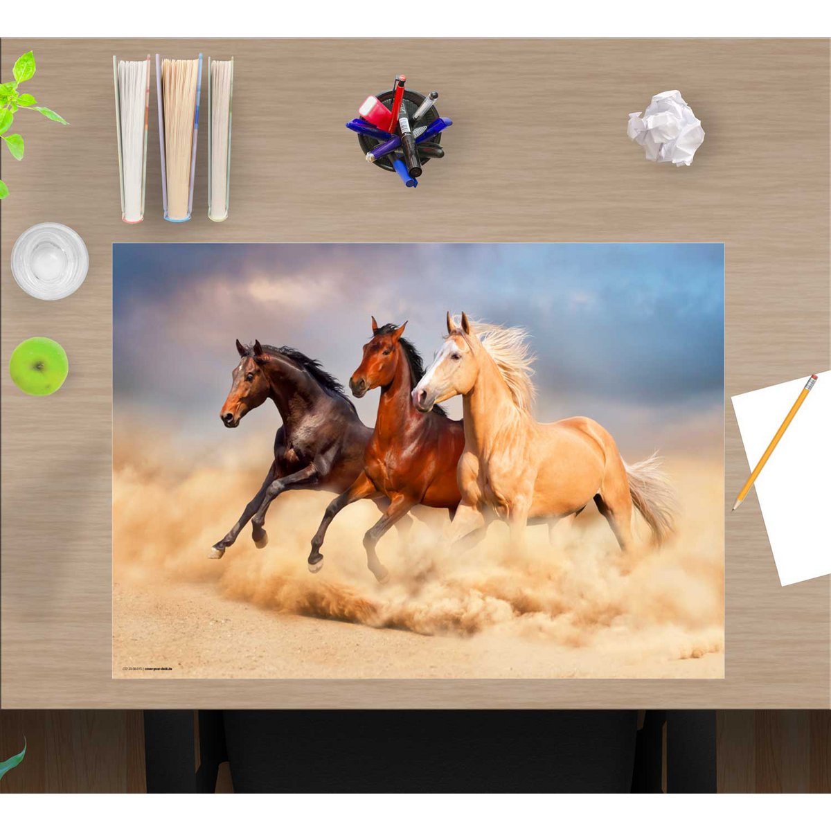 Trois chevaux - sous-main 60 x 40 cm